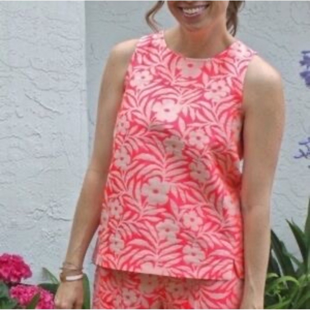 J.Crew Seamed Shell Pink Floral Jacquard Sleeveless‎ Top / Womens 0